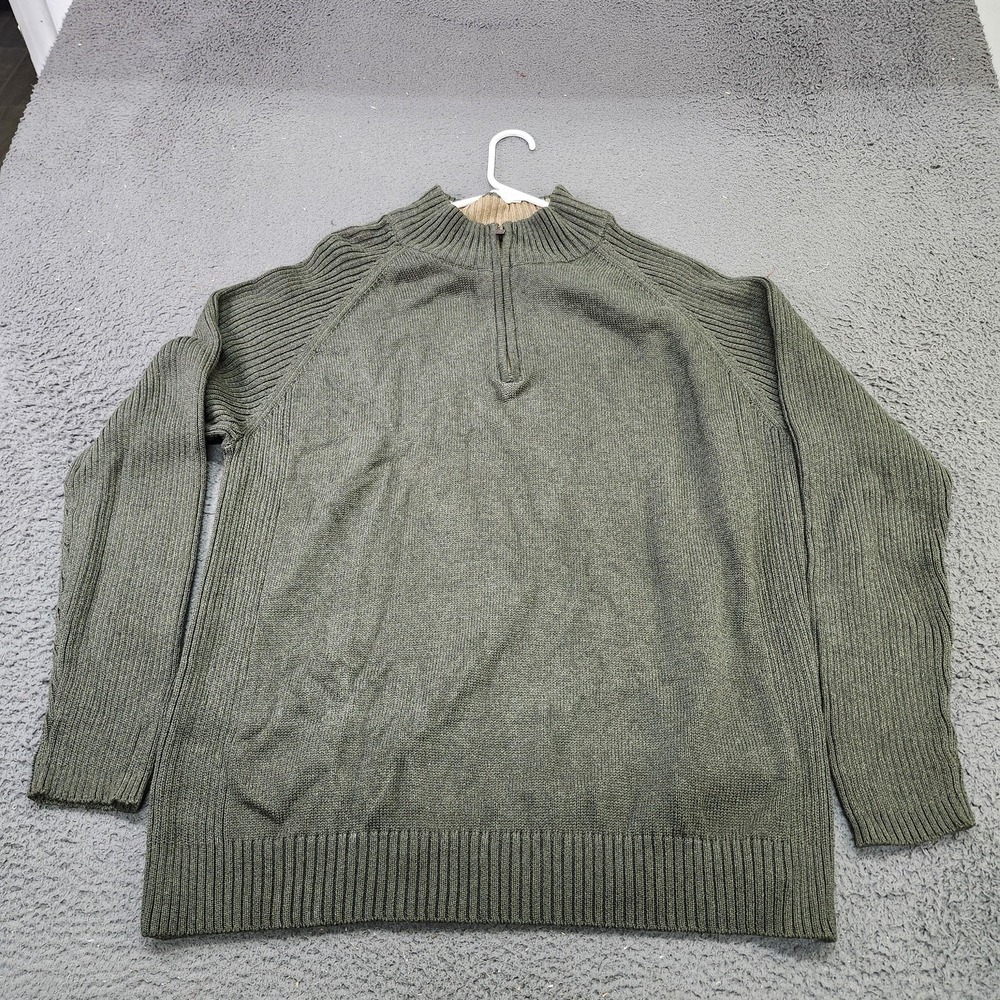 Covington Sweater Mens 2XL Green Quarter Zip Mock Neck Knit Pullover Casual